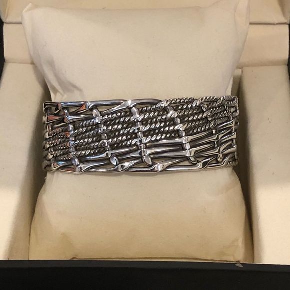 Barse Sterling Silver Scroll Cuff & Vintage Sterling Silver Modern Style Cuff - Picture 12 of 16